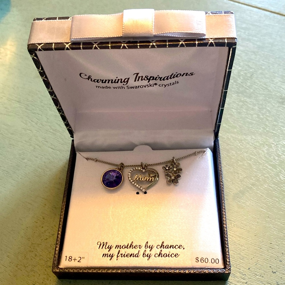 Swarovski Charming Inspirations "Mom"  Charm Necklace MSRP $60